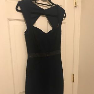 Navy blue with black lace detail mini dress